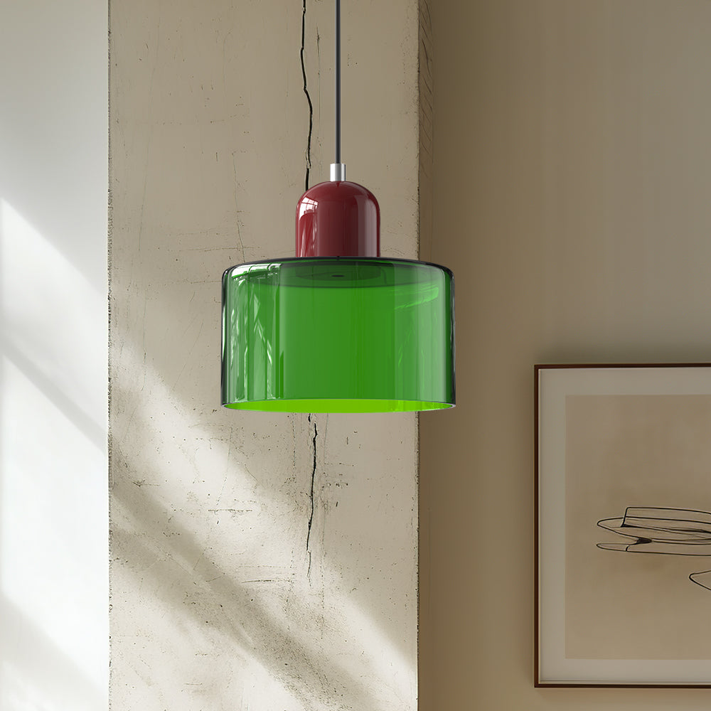 Small Glass Pendant Lamp in Bauhaus Style