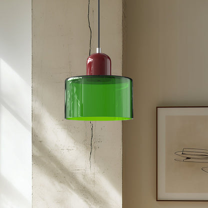 Small Glass Pendant Lamp in Bauhaus Style