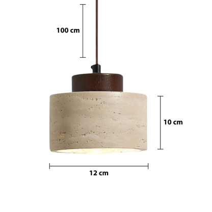 Natural pendant light made of travertine
