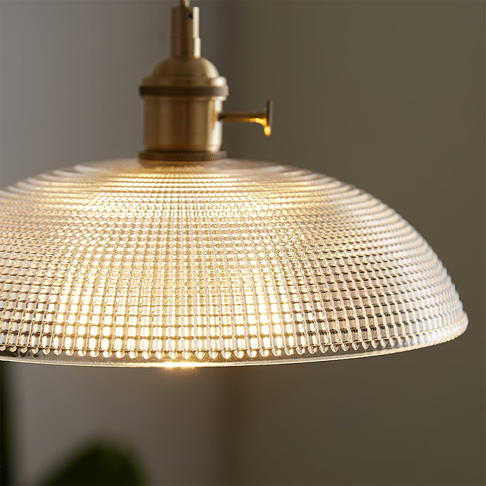 Ribbed Glass Retro Pendant