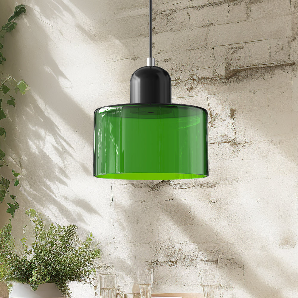 Small Glass Pendant Lamp in Bauhaus Style