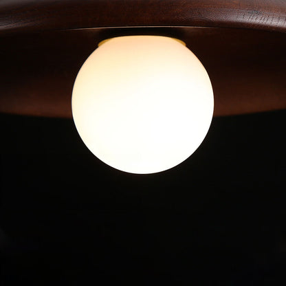 Wood Accent Round Ceiling Light