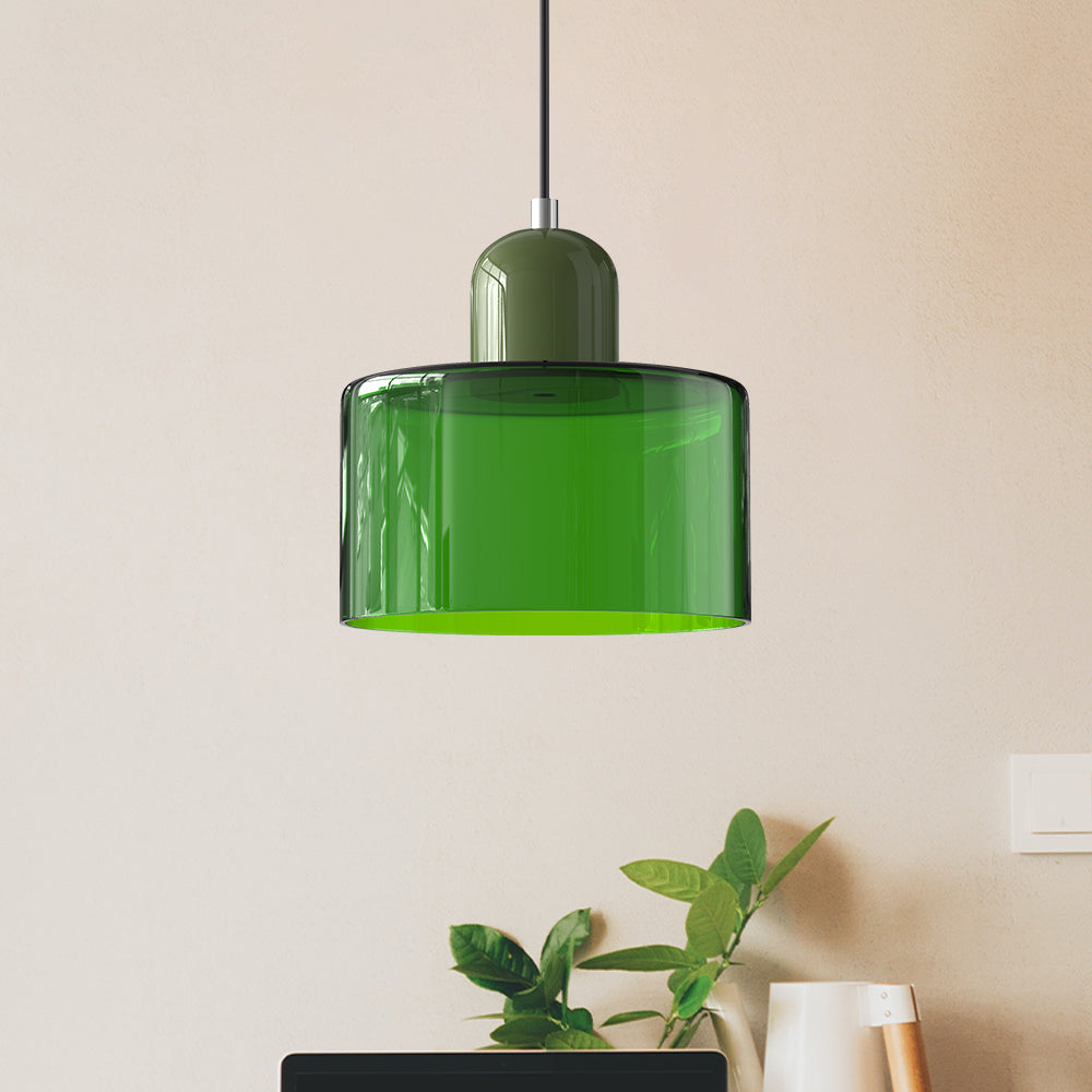 Small Glass Pendant Lamp in Bauhaus Style
