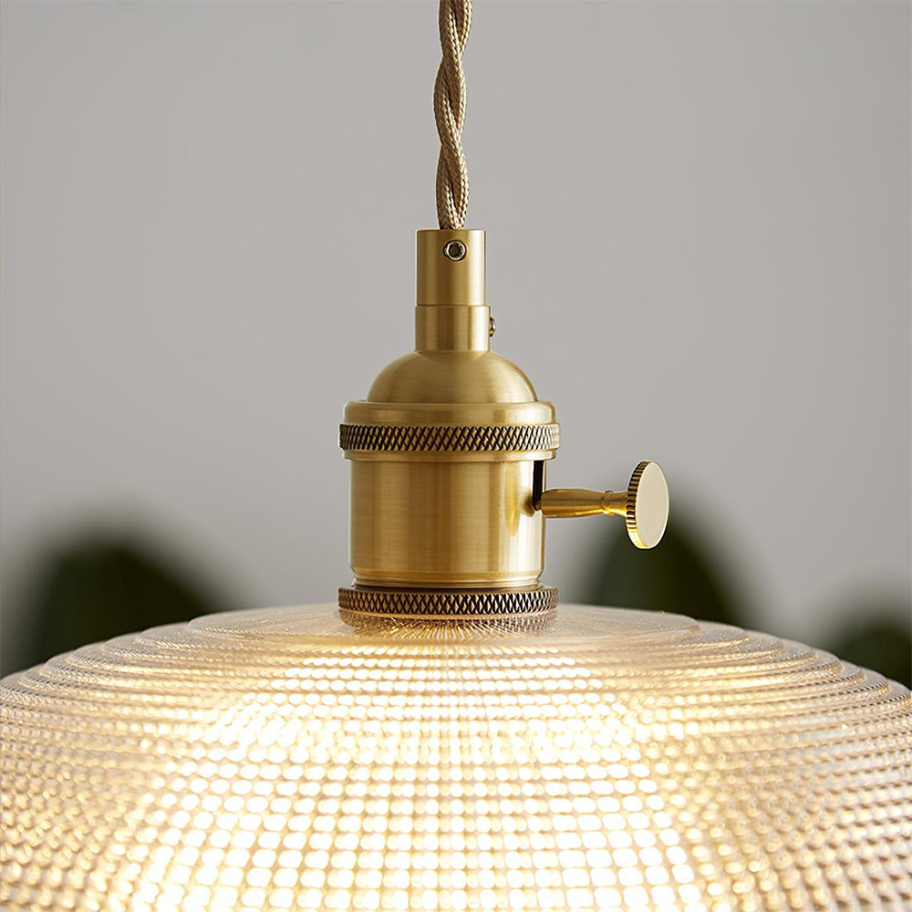 Ribbed Glass Retro Pendant