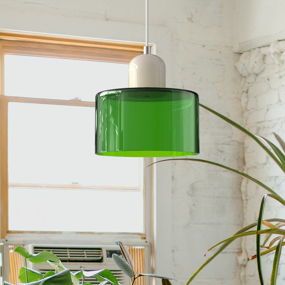 Small Glass Pendant Lamp in Bauhaus Style