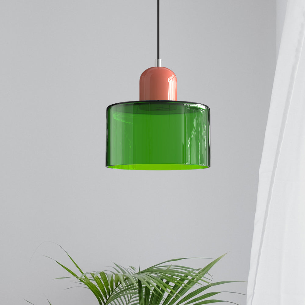 Small Glass Pendant Lamp in Bauhaus Style
