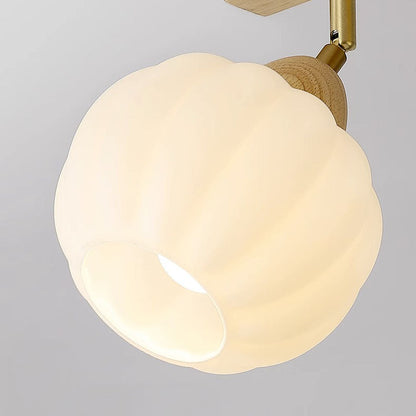 Minimalist Cream and Wood Ceiling Spotlight