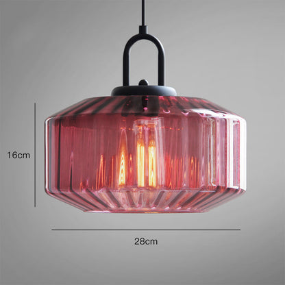 Retro Ribbed Glass Pendant