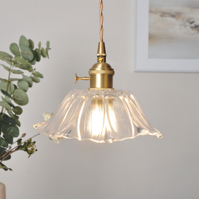 Retro Flower Glass Pendant Light