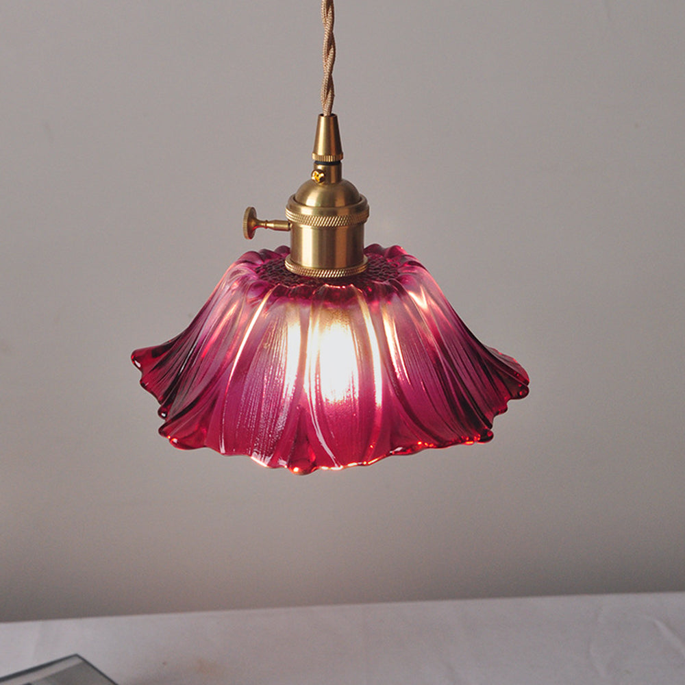 Retro Flower Glass Pendant Light