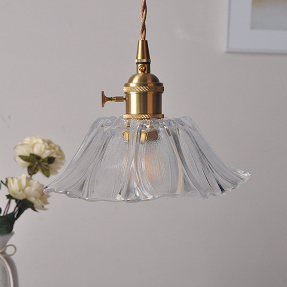 Retro Flower Glass Pendant Light