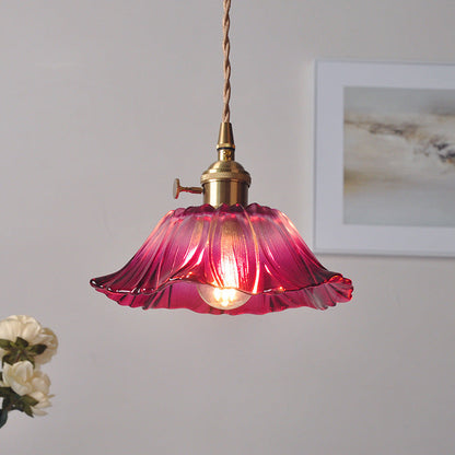 Retro Flower Glass Pendant Light