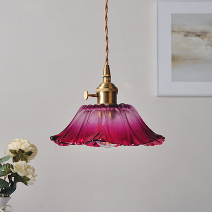 Retro Flower Glass Pendant Light
