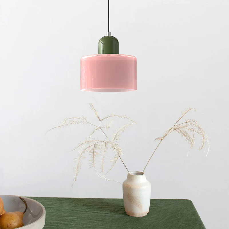 Small Glass Pendant Lamp in Bauhaus Style