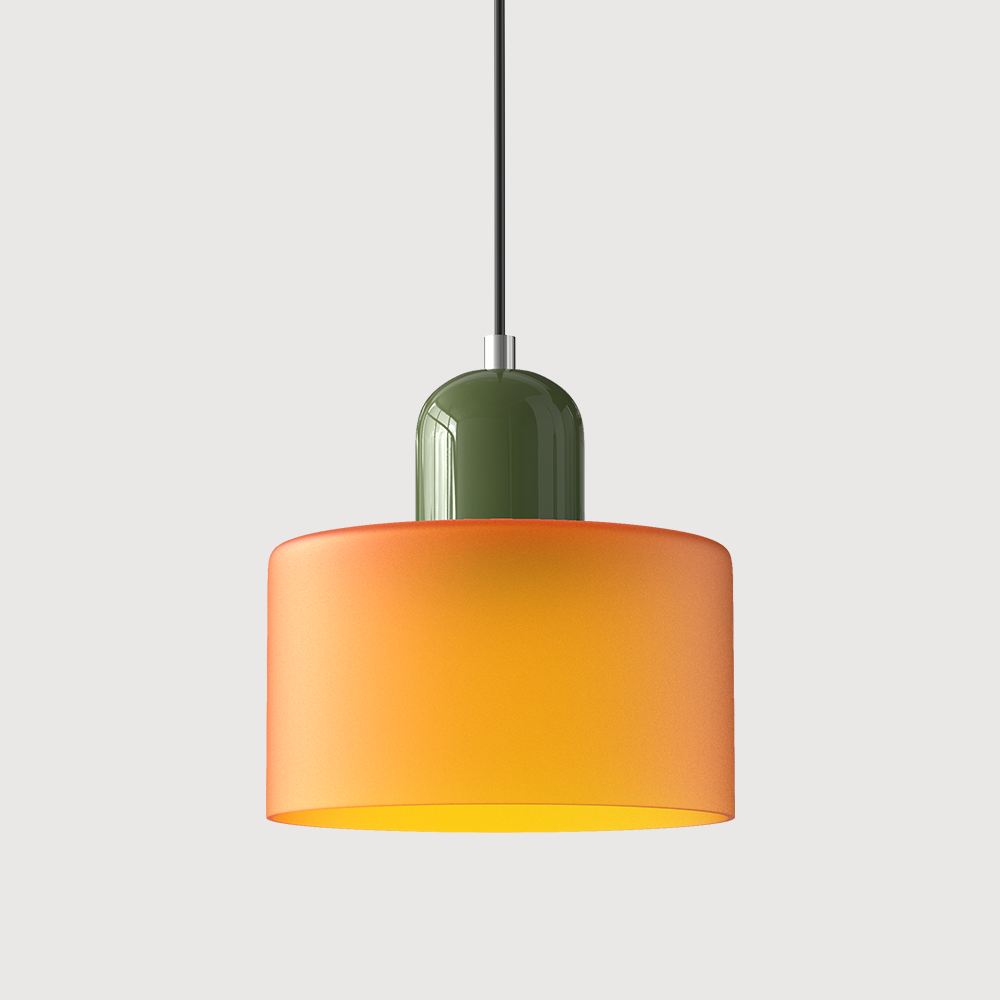 Small Glass Pendant Lamp in Bauhaus Style