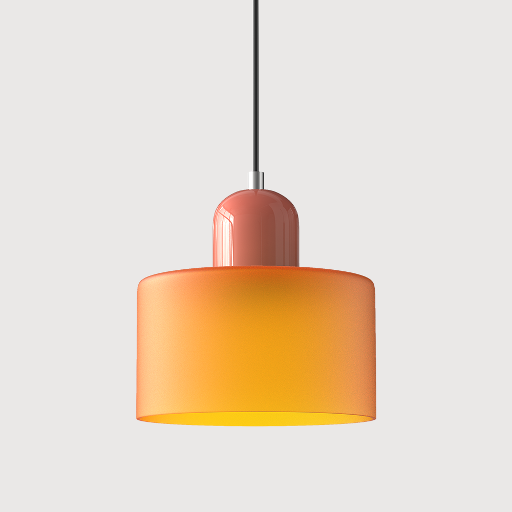 Small Glass Pendant Lamp in Bauhaus Style