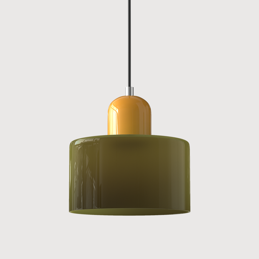Small Glass Pendant Lamp in Bauhaus Style