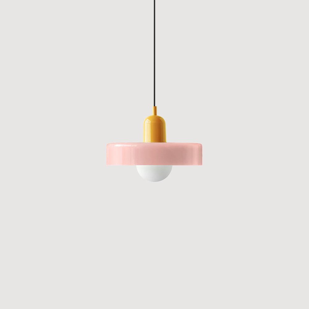 Colorful Glass Pendant Lamp in Art Deco Style