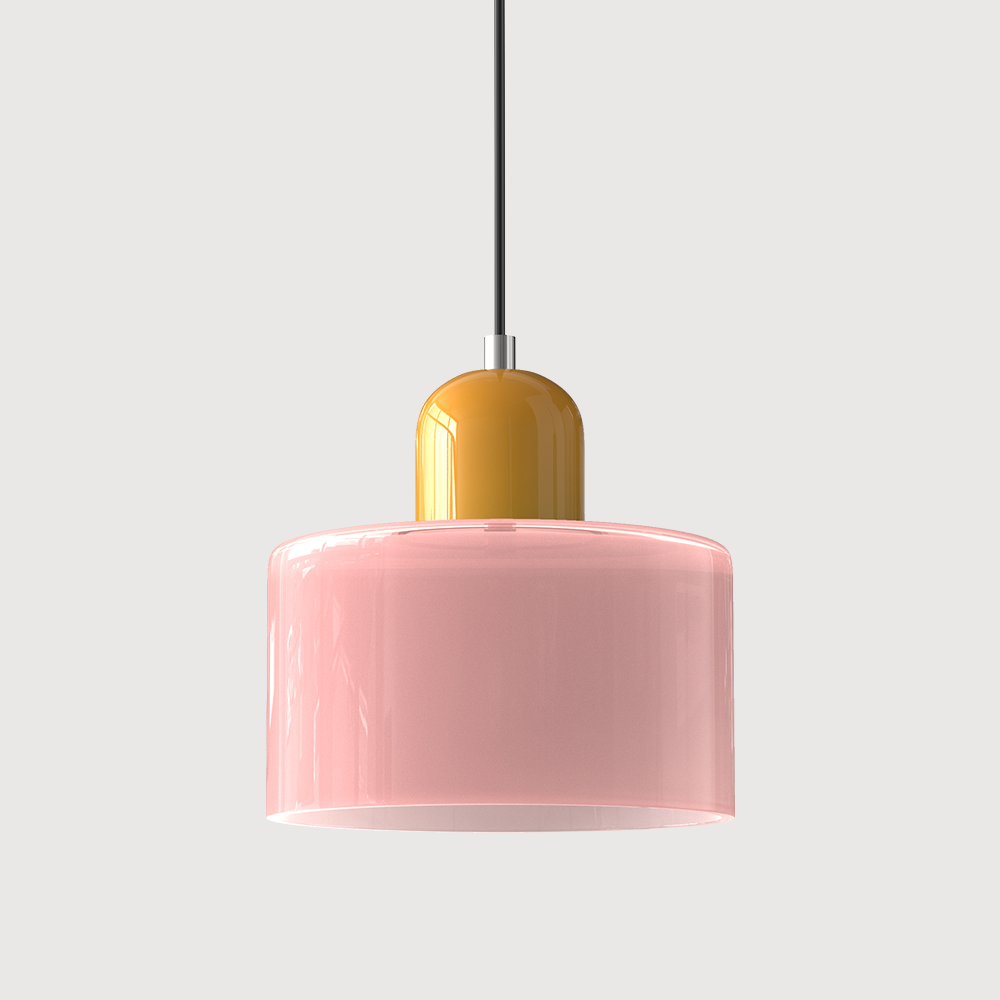 Small Glass Pendant Lamp in Bauhaus Style