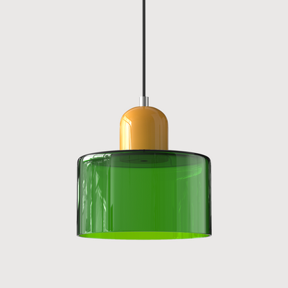 Small Glass Pendant Lamp in Bauhaus Style