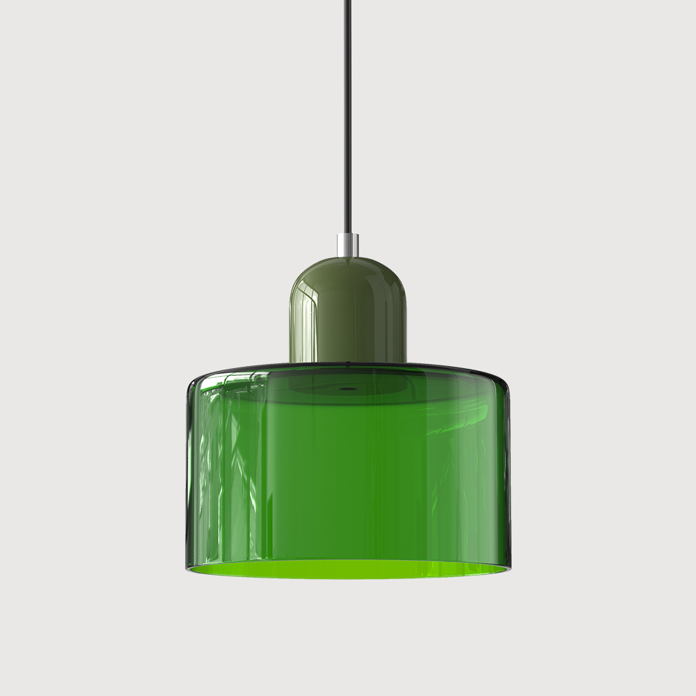 Small Glass Pendant Lamp in Bauhaus Style