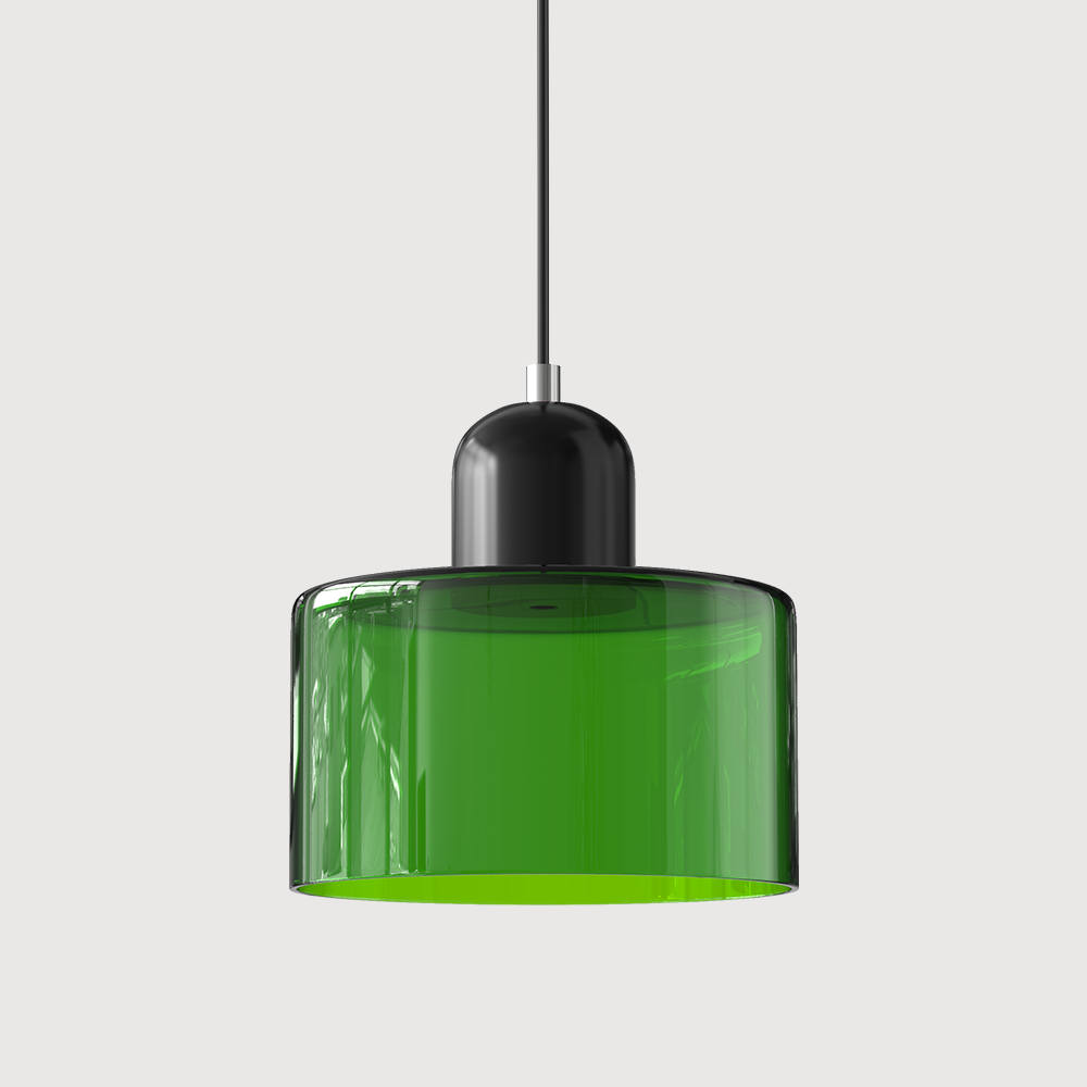 Small Glass Pendant Lamp in Bauhaus Style