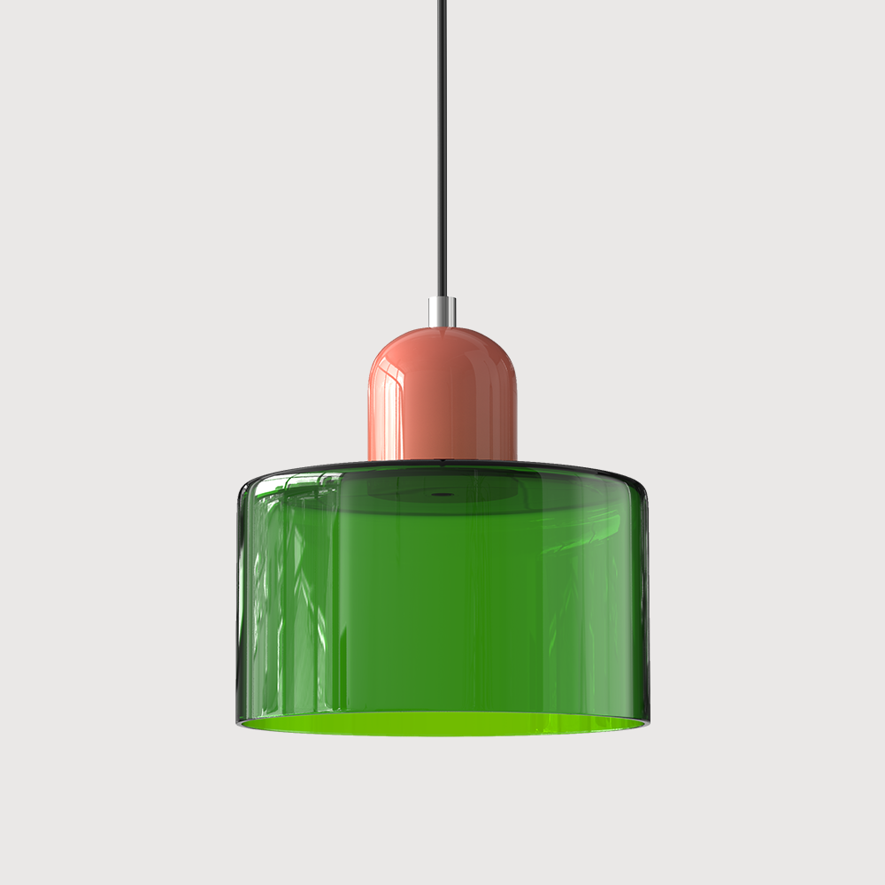 Small Glass Pendant Lamp in Bauhaus Style