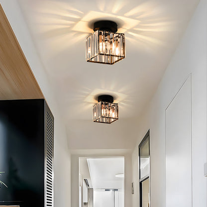 Glass Ceiling Light with Striped Shade