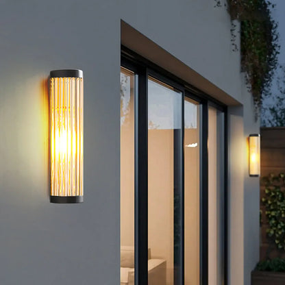 Modern Semi-Cylindrical Metal/Glass Outdoor Wall Lamp
