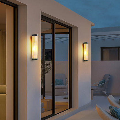 Modern Semi-Cylindrical Metal/Glass Outdoor Wall Lamp