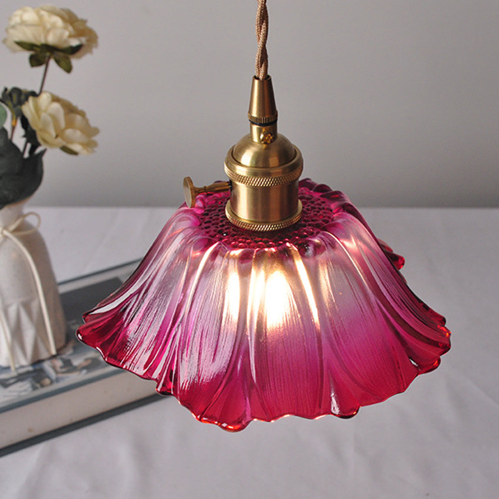 Retro Flower Glass Pendant Light