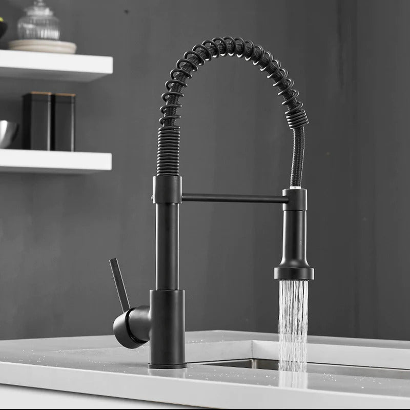 Modern Kitchen Faucet with Pull-Down Spring Sprayer