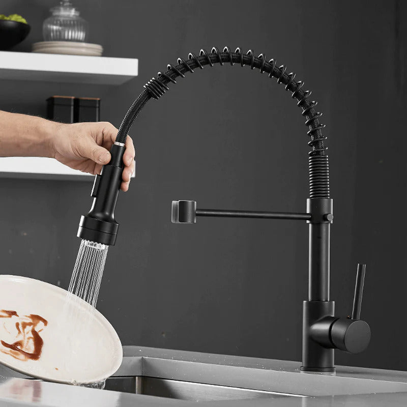 Modern Kitchen Faucet with Pull-Down Spring Sprayer