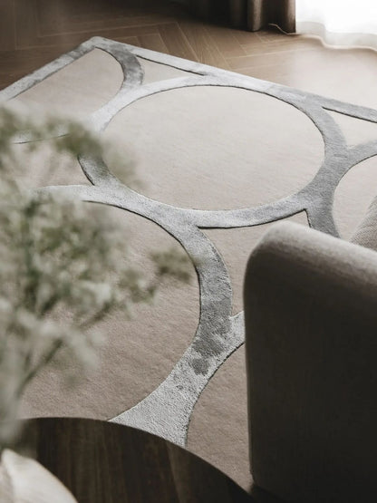 Modern wool rug for living room cream