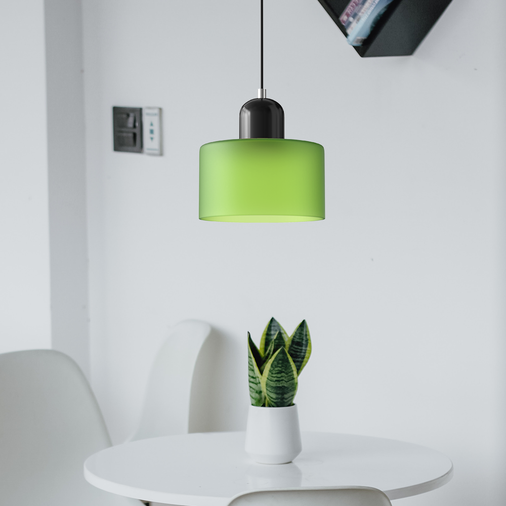 Small Glass Pendant Lamp in Bauhaus Style