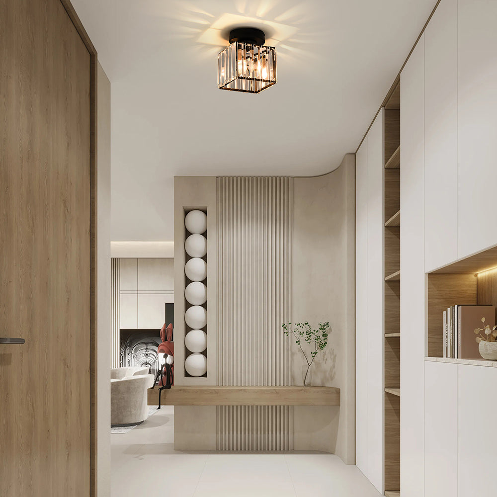 Glass Ceiling Light with Striped Shade