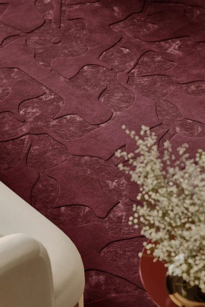 Bordeaux wool rug for living room elegant