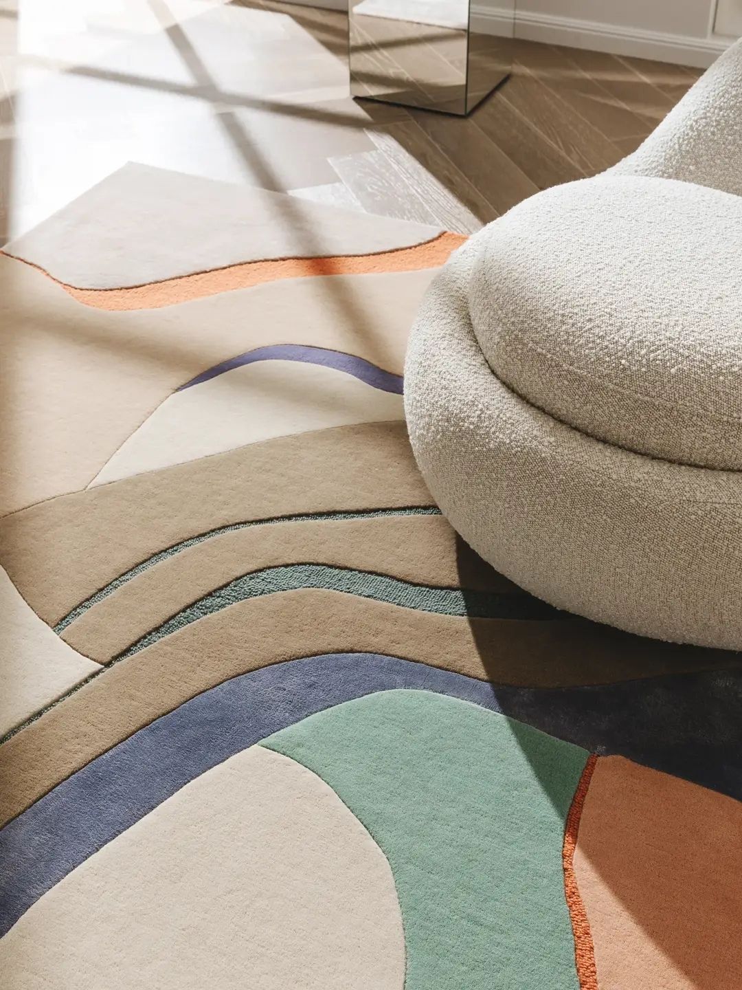 Multicolor Wool Rug Modern Design