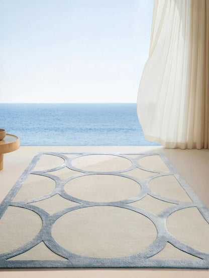 Modern wool rug for living room cream