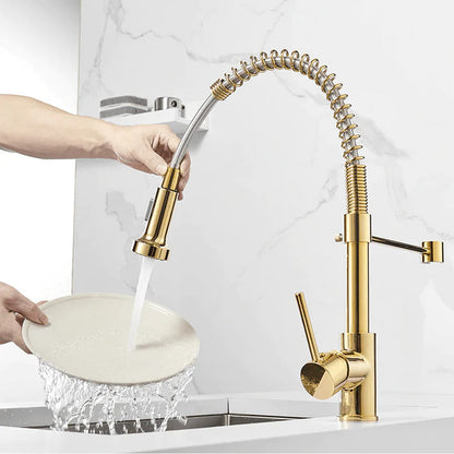 Modern Kitchen Faucet with Pull-Down Spring Sprayer