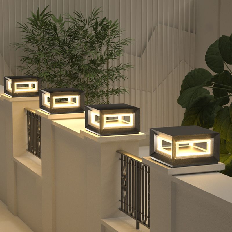 Modern LED Cube Outdoor Post Light