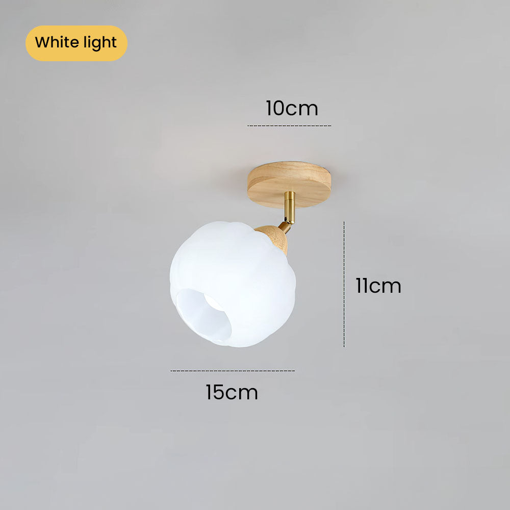 Minimalist Cream and Wood Ceiling Spotlight