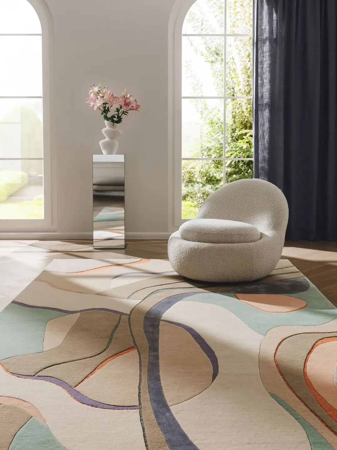 Multicolor Wool Rug Modern Design