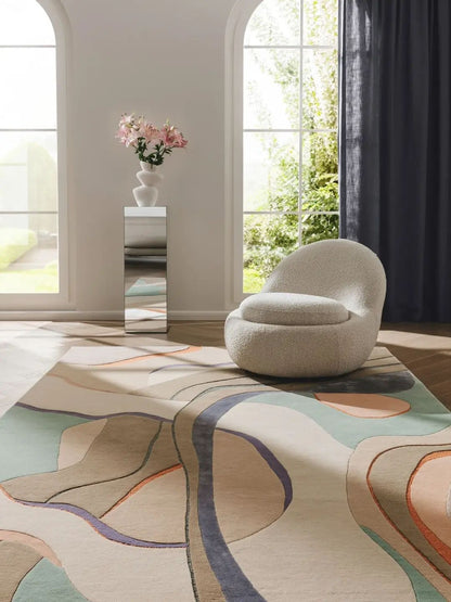 Multicolor Wool Rug Modern Design