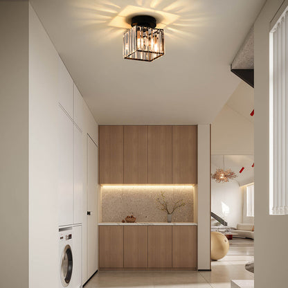 Glass Ceiling Light with Striped Shade