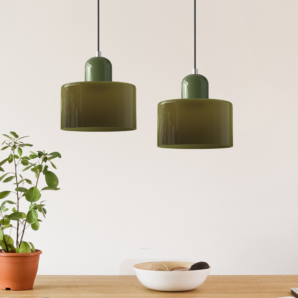 Small Glass Pendant Lamp in Bauhaus Style