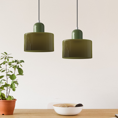 Small Glass Pendant Lamp in Bauhaus Style
