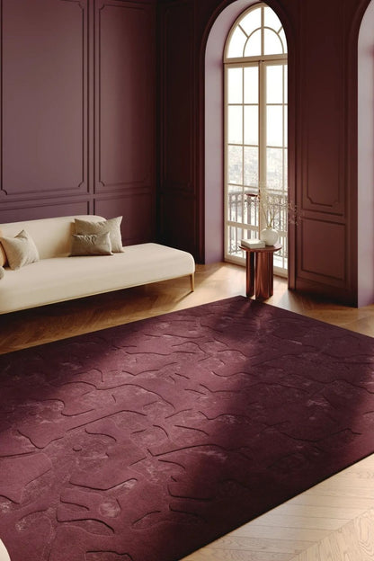 Bordeaux wool rug for living room elegant