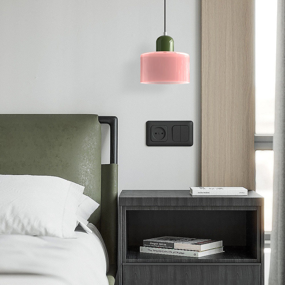 Small Glass Pendant Lamp in Bauhaus Style