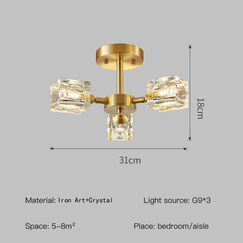 Crystal Drop Gold Bedroom Light